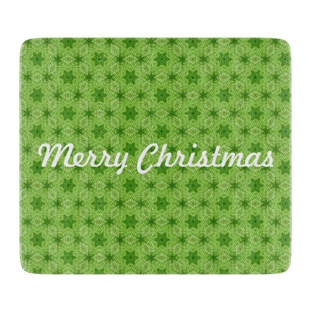 Merry Christmas Green Country Star Pattern Cutting Board (Front)