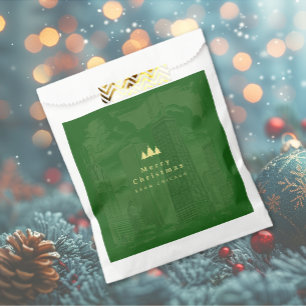 Merry Christmas Green Custom Favour Bag