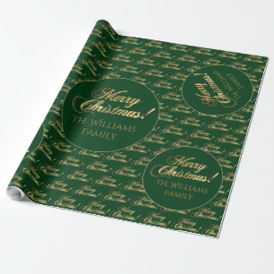 Merry Christmas Green Faux Gold Foil Script Wrapping Paper