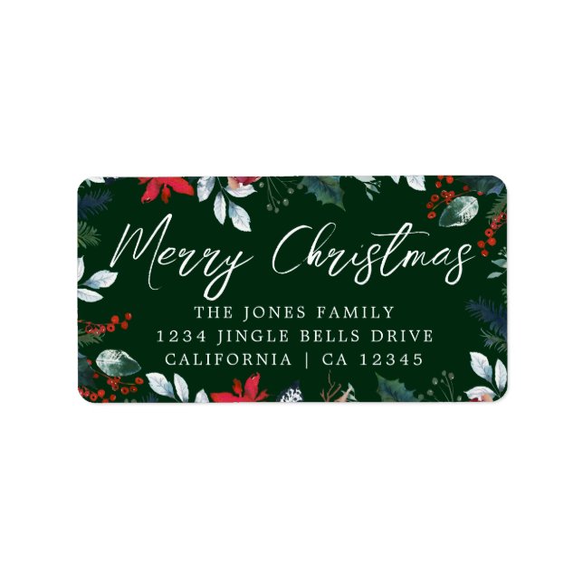 Merry Christmas Green Festive Return Address Label (Front)
