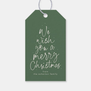 Merry Christmas green houndstooth personalised Gift Tags