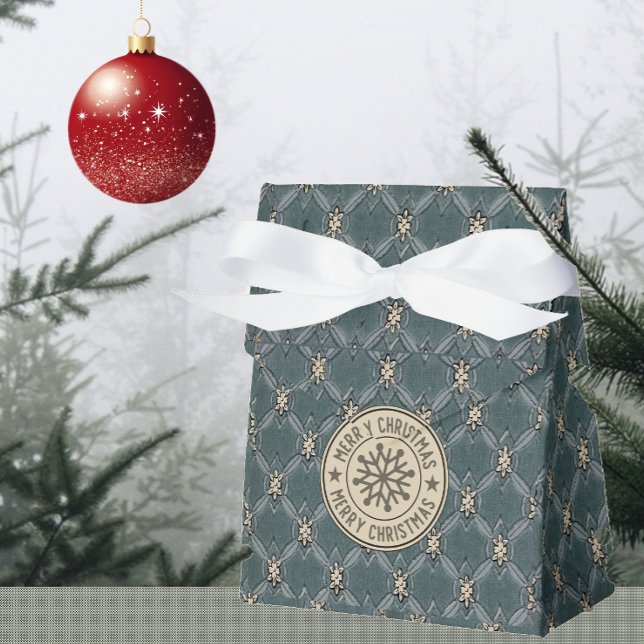 Merry Christmas Green Ivory Flower Leaf Lattice Favour Box (Creator Uploaded)