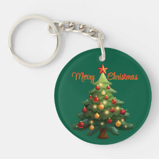Merry Christmas green key ring