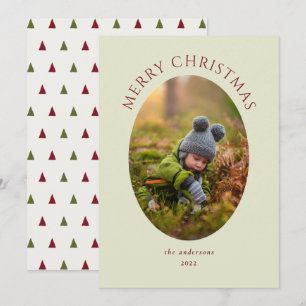 Merry Christmas Green Photo Holiday Card