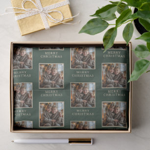 Merry Christmas Green Photo Holiday Tissue Paper