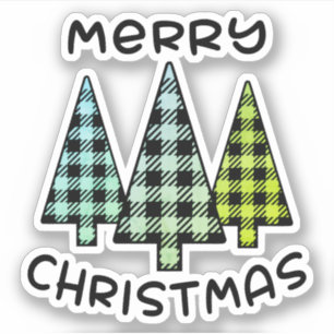Merry Christmas Green Plaid Christmas Trees