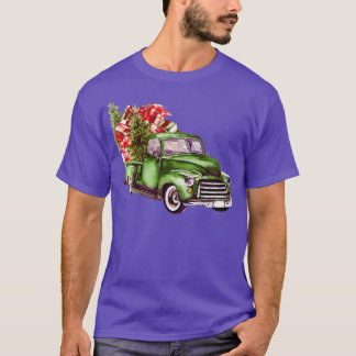 Merry Christmas Green Plaid Truck T-Shirt