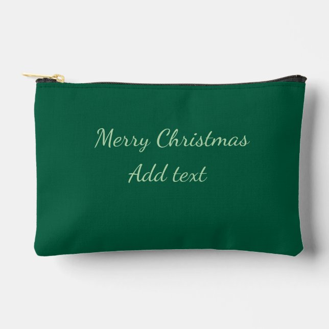 Merry Christmas green plain solo background holida Accessory Pouch (Front)