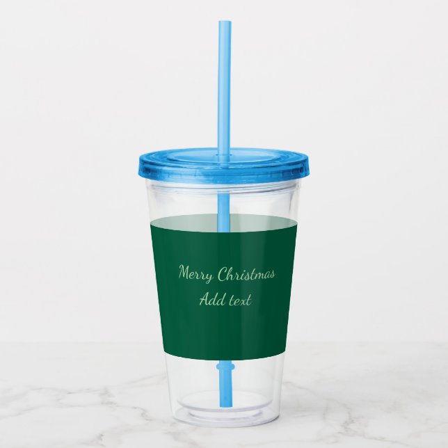 Merry Christmas green plain solo background holida Acrylic Tumbler (Front)