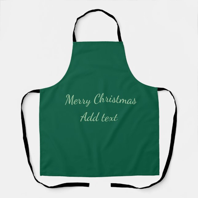 Merry Christmas green plain solo background holida Apron (Front)