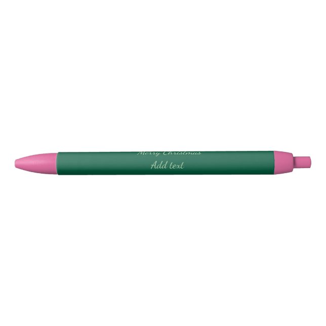 Merry Christmas green plain solo background holida Black Ink Pen (Front)