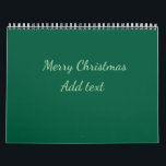 Merry Christmas green plain solo background holida Calendar<br><div class="desc">Design</div>
