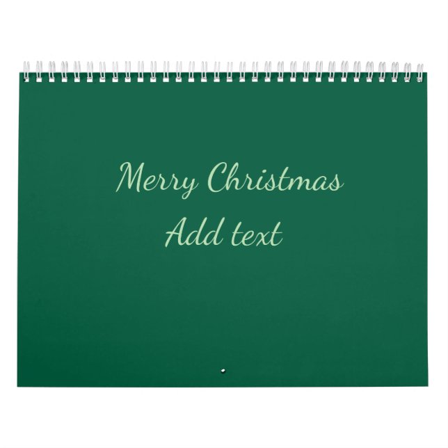 Merry Christmas green plain solo background holida Calendar (Cover)