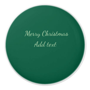 Merry Christmas green plain solo background holida Ceramic Knob