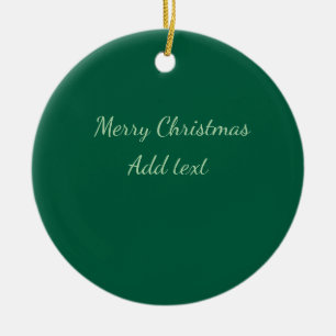 Merry Christmas green plain solo background holida Ceramic Ornament