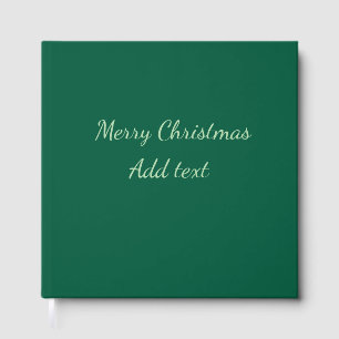 Merry Christmas green plain solo background holida Guest Book