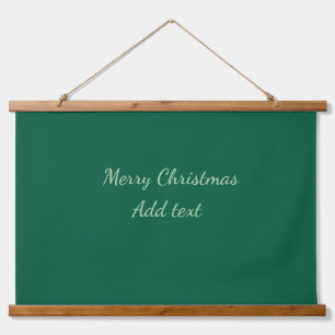Merry Christmas green plain solo background holida Hanging Tapestry