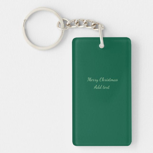 Merry Christmas green plain solo background holida Key Ring (Front)