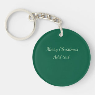 Merry Christmas green plain solo background holida Key Ring
