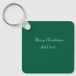 Merry Christmas green plain solo background holida Key Ring