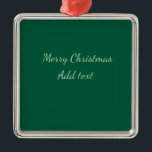 Merry Christmas green plain solo background holida Metal Ornament<br><div class="desc">Design</div>