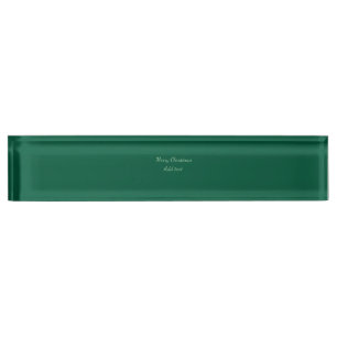 Merry Christmas green plain solo background holida Nameplate