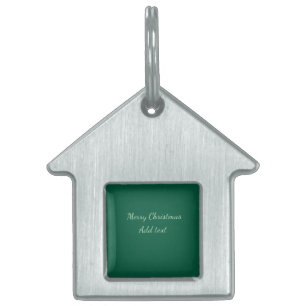 Merry Christmas green plain solo background holida Pet ID Tag