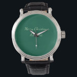 Merry Christmas green plain solo background holida Watch<br><div class="desc">Design</div>