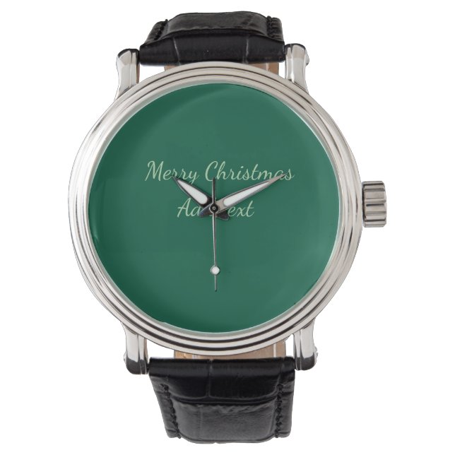 Merry Christmas green plain solo background holida Watch (Front)