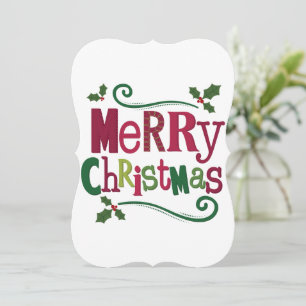Merry Christmas Green Red Simple Christmas Card