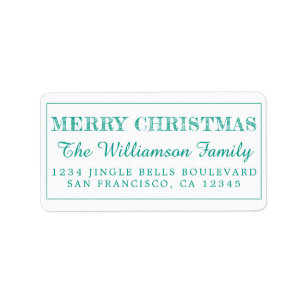 Merry Christmas Green Return Address Label