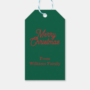 Merry Christmas Green Script Holiday Gift Tags