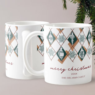 Merry Christmas Green Script Name Ornaments Snow   Coffee Mug