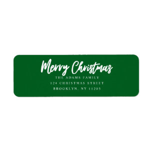Merry Christmas green script return adress Address Label