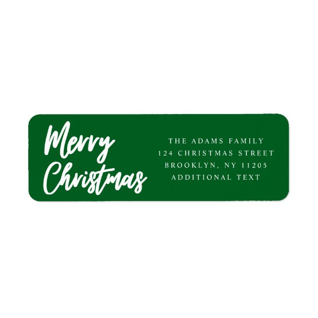 Merry Christmas green script return adress Address Label (Front)