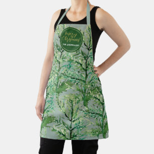 Merry Christmas Green Tree personalised Apron