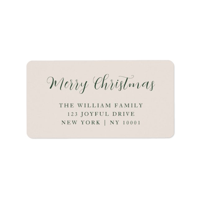 Merry Christmas Green Typography Return Address Label (Front)