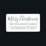Merry Christmas Green White Return Address Label<br><div class="desc">Add some extra cheer to your holiday cards and invitations with our festive Merry Christmas return address labels. This stylish Christmas design features 'Merry Christmas' in green handwritten chic script calligraphy on a white background. Simply add your name and address. Exclusively designed for you by Happy Dolphin Studio. If you...</div>