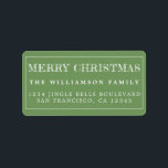 Merry Christmas Green White Return Address Label<br><div class="desc">Add some extra cheer to your holiday cards and invitations with our festive Merry Christmas return address labels. This stylish Christmas design features 'Merry Christmas' in white handwritten modern typography on a meadow green background. Simply add your name and address. Exclusively designed for you by Happy Dolphin Studio. If you...</div>