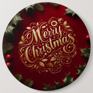 Merry Christmas greenery  6 Cm Round Badge