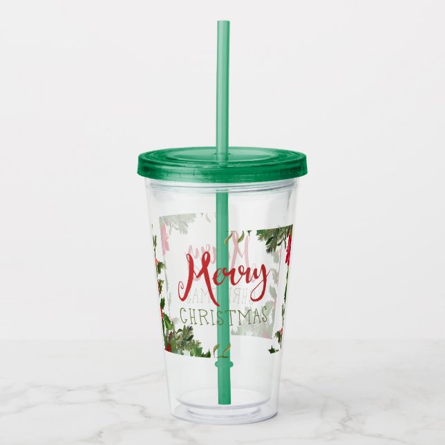 Merry Christmas greenery  Acrylic Tumbler (Front)