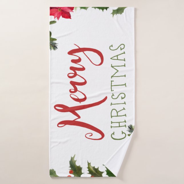 Merry Christmas greenery  Bath Towel (Bath Towel)