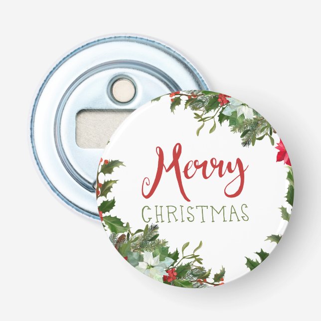 Merry Christmas greenery  Bottle Opener (Front)