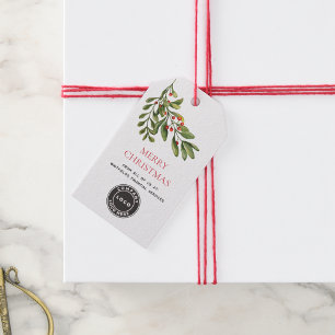 Merry Christmas Greenery Business Logo Gift Tags