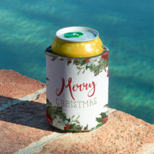 Merry Christmas greenery Can Cooler