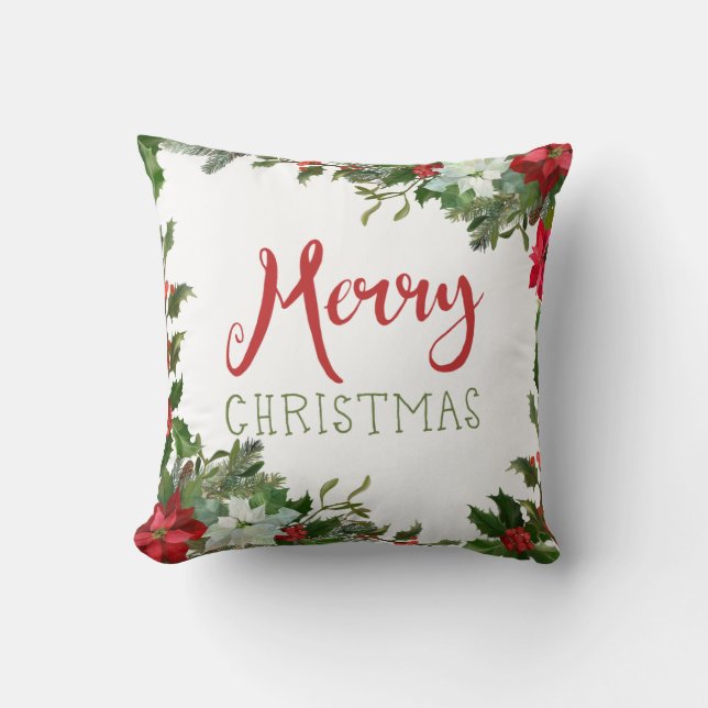 Merry Christmas greenery  Cushion (Front)