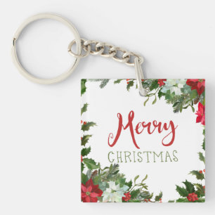 Merry Christmas greenery Key Ring