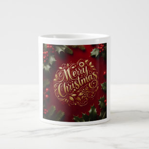 Merry Christmas greenery Large Coffee Mug