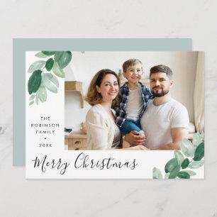 merry christmas greenery lettering photo holiday c