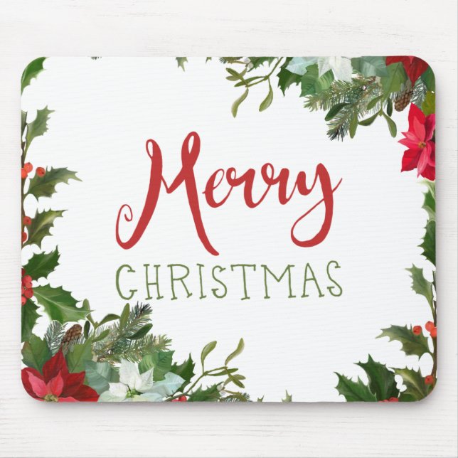 Merry Christmas greenery  Mouse Pad (Front)